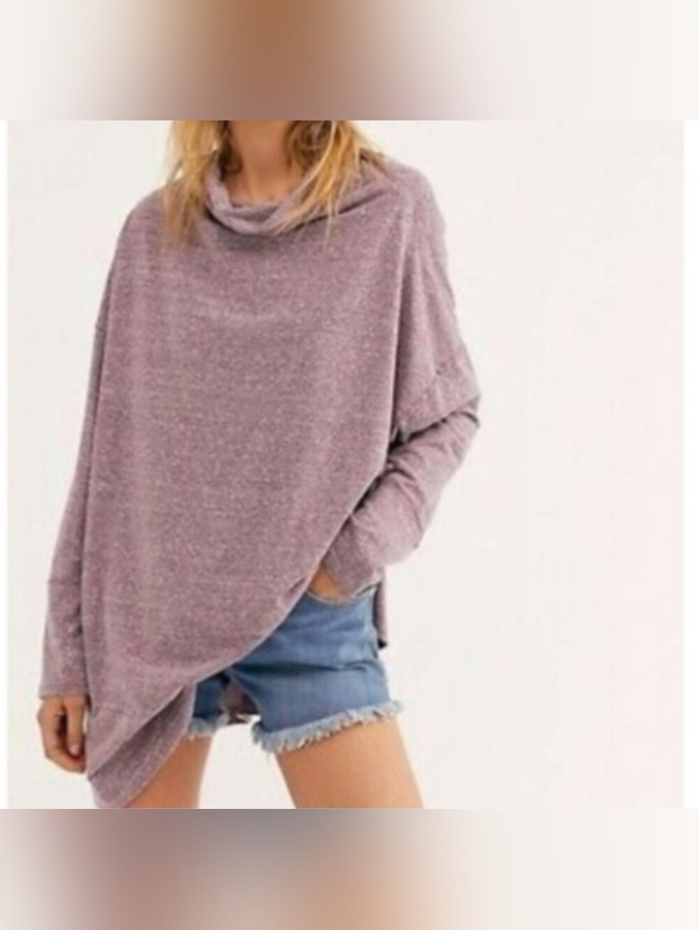 NWT Free People Heathered Mauve Relaxed OversyLong Sleeve Top
